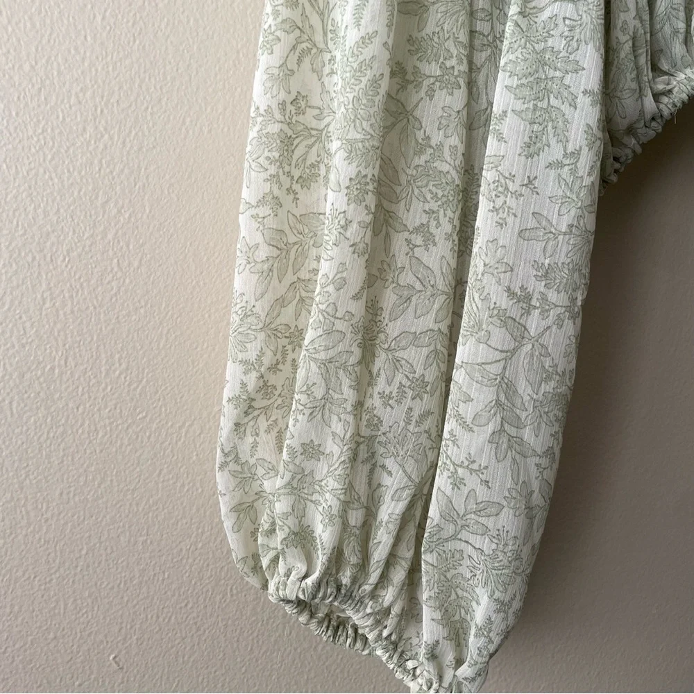 Blu Pepper Green Floral Sheer Crop Top Longsleeve Women's M Fairycore Spring - Picture 3 of 6